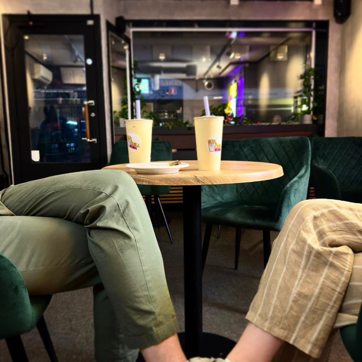 People drinking Boba